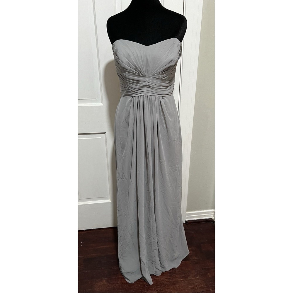 Grey Women's Strapless David's Bridal Bridesmaid Dress Size 12